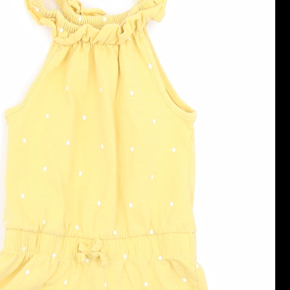 George Girls Yellow Polka Dot  Playsuit One-Piece Size 3-4 Years