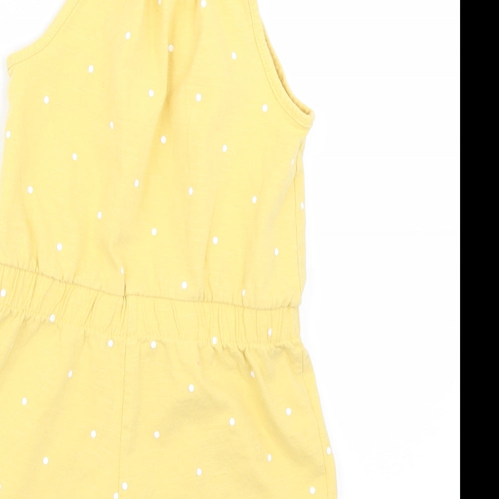 George Girls Yellow Polka Dot  Playsuit One-Piece Size 3-4 Years