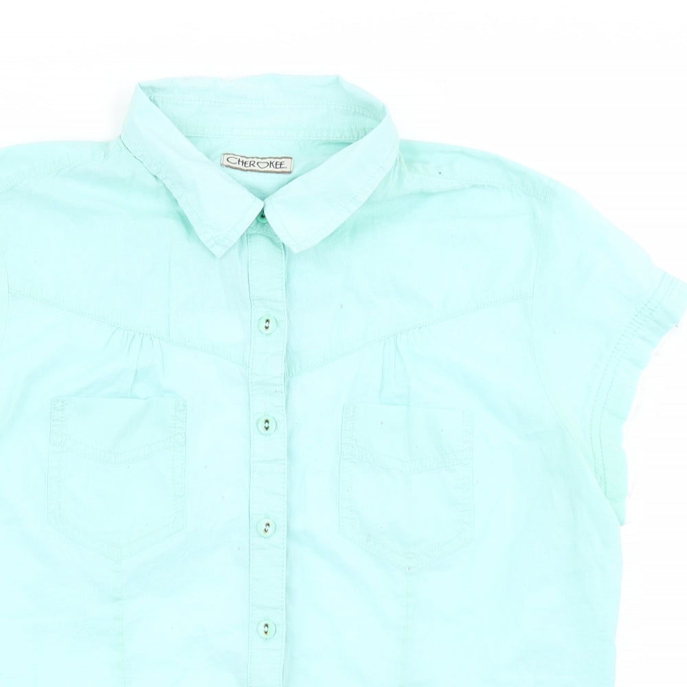 Cherokee Womens Blue   Basic Button-Up Size 16