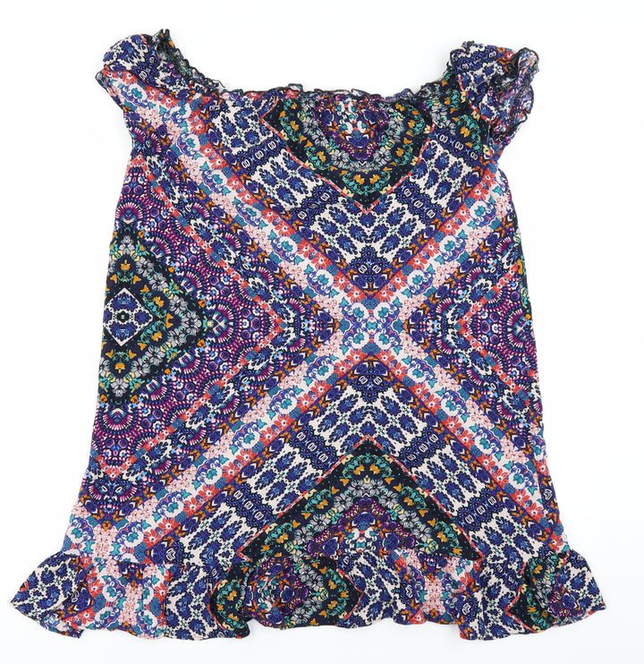 F&F Womens Blue Batik A-Line Size 10