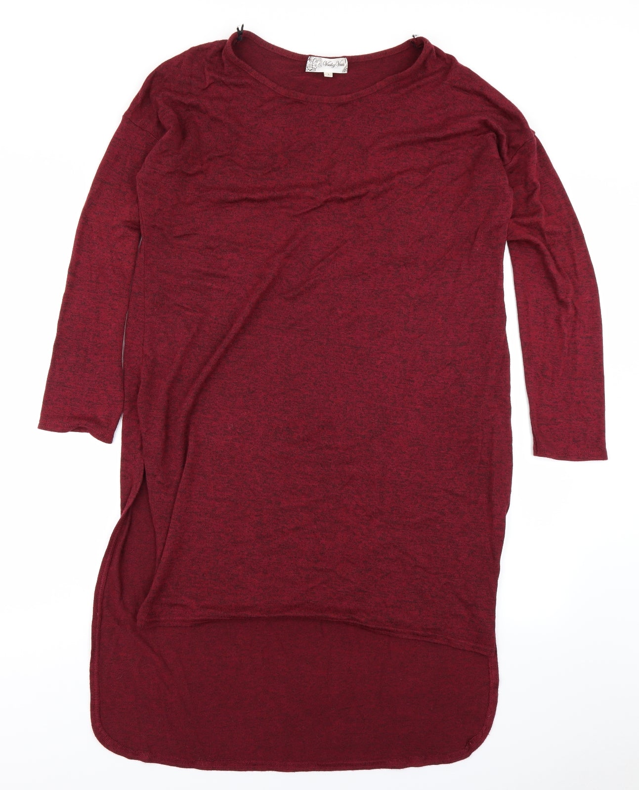 Voulez Vous Womens Red   Basic T-Shirt Size L  - longline