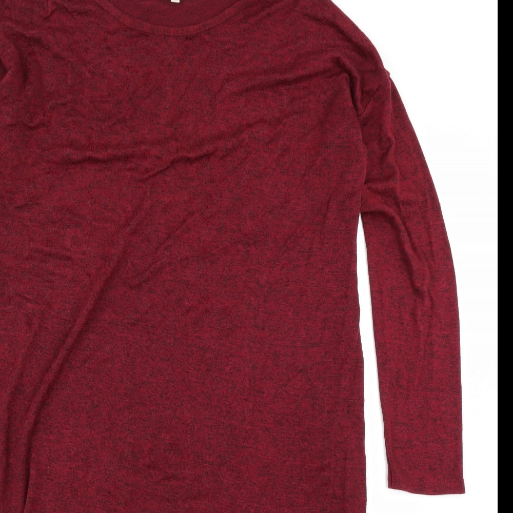 Voulez Vous Womens Red   Basic T-Shirt Size L  - longline