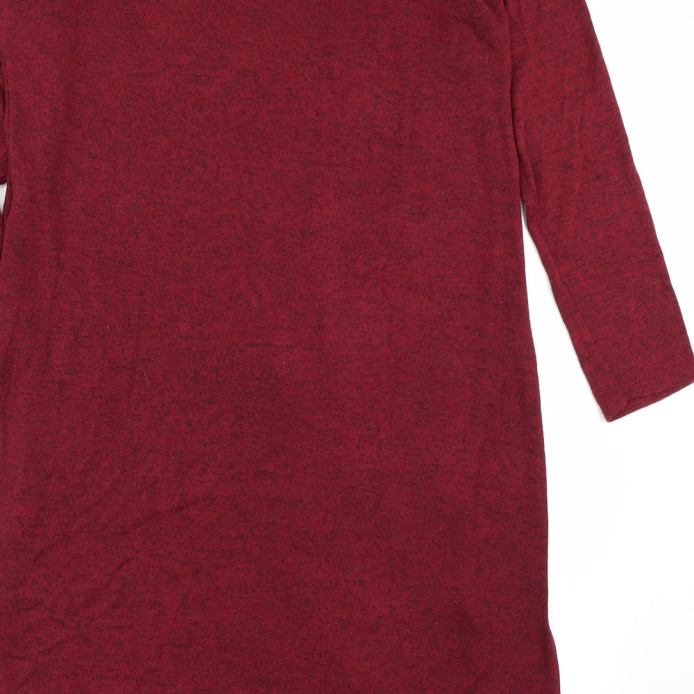 Voulez Vous Womens Red   Basic T-Shirt Size L  - longline