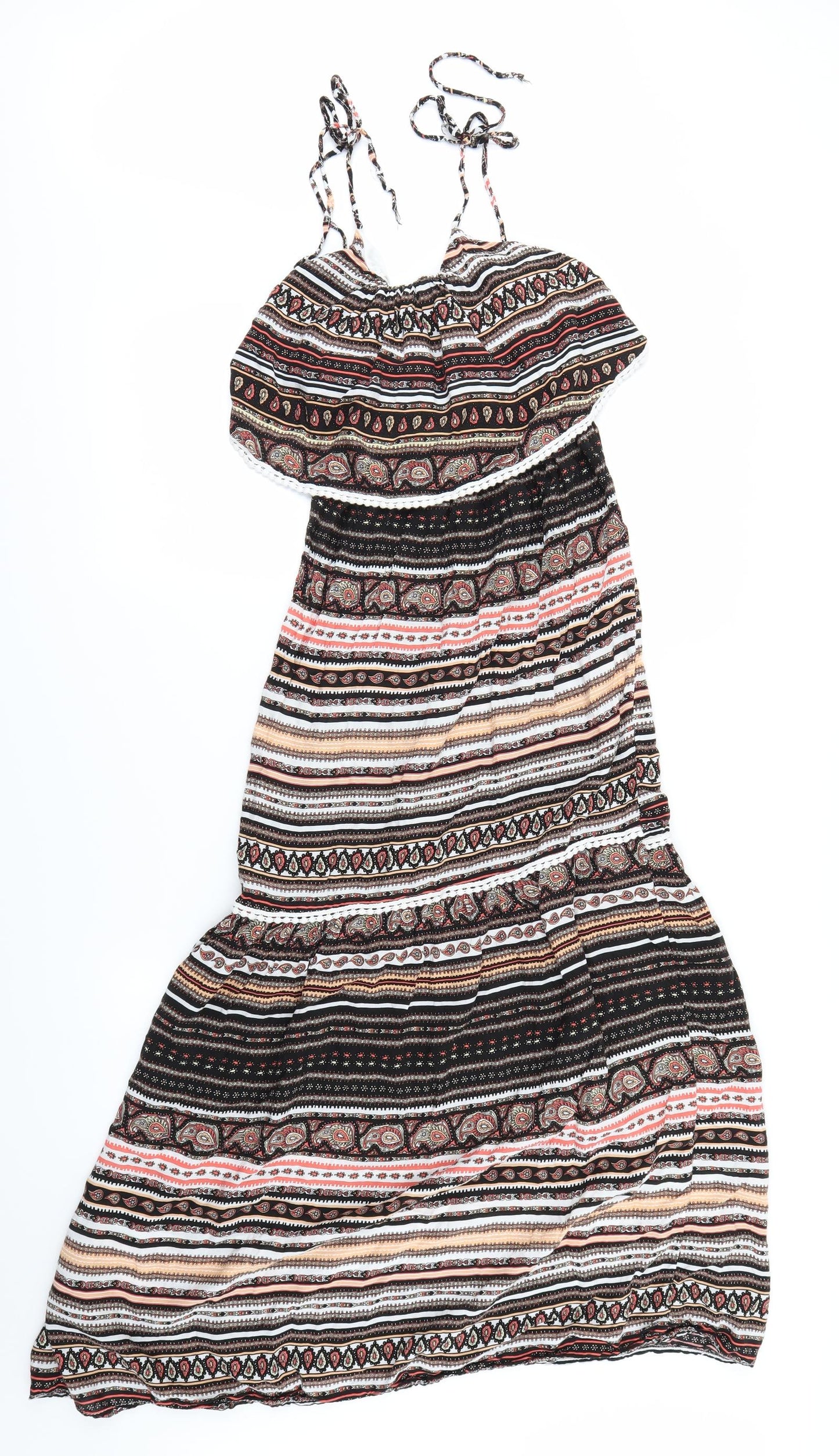 Boohoo Womens Black Paisley  A-Line  Size S