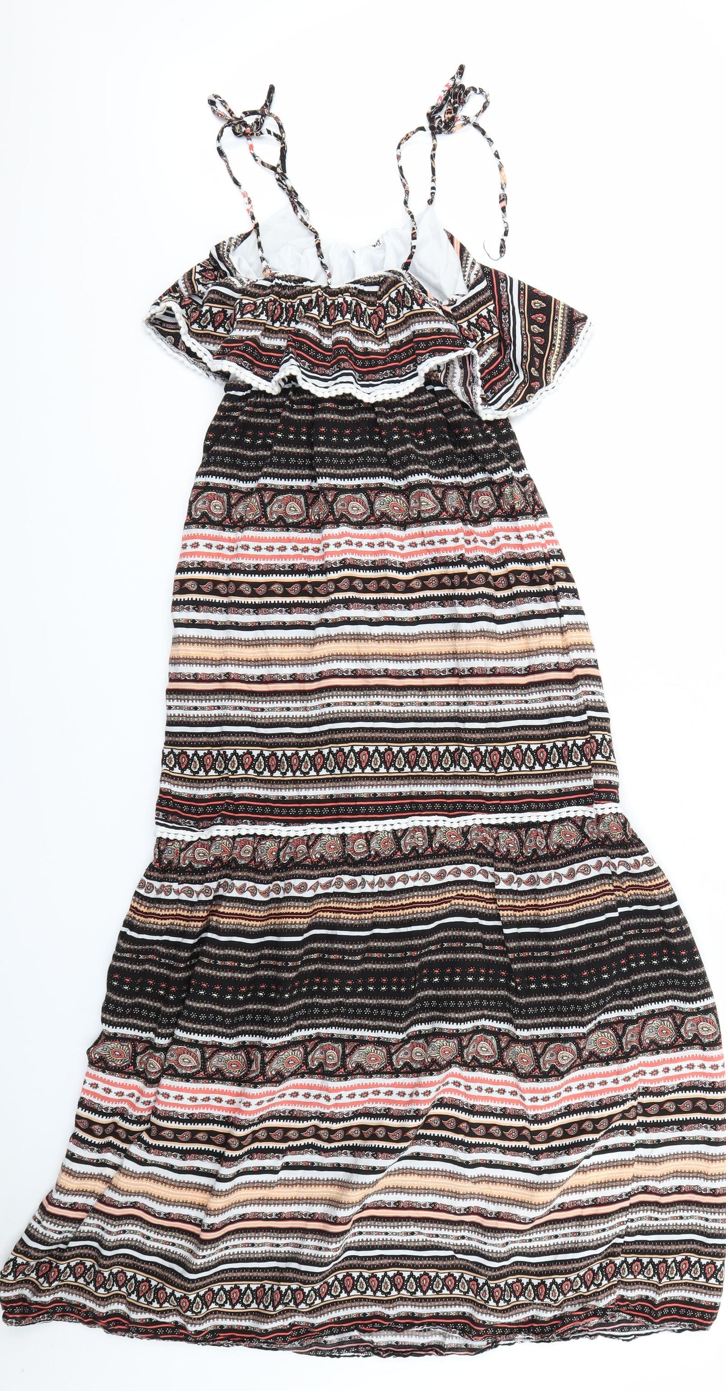 Boohoo Womens Black Paisley  A-Line  Size S