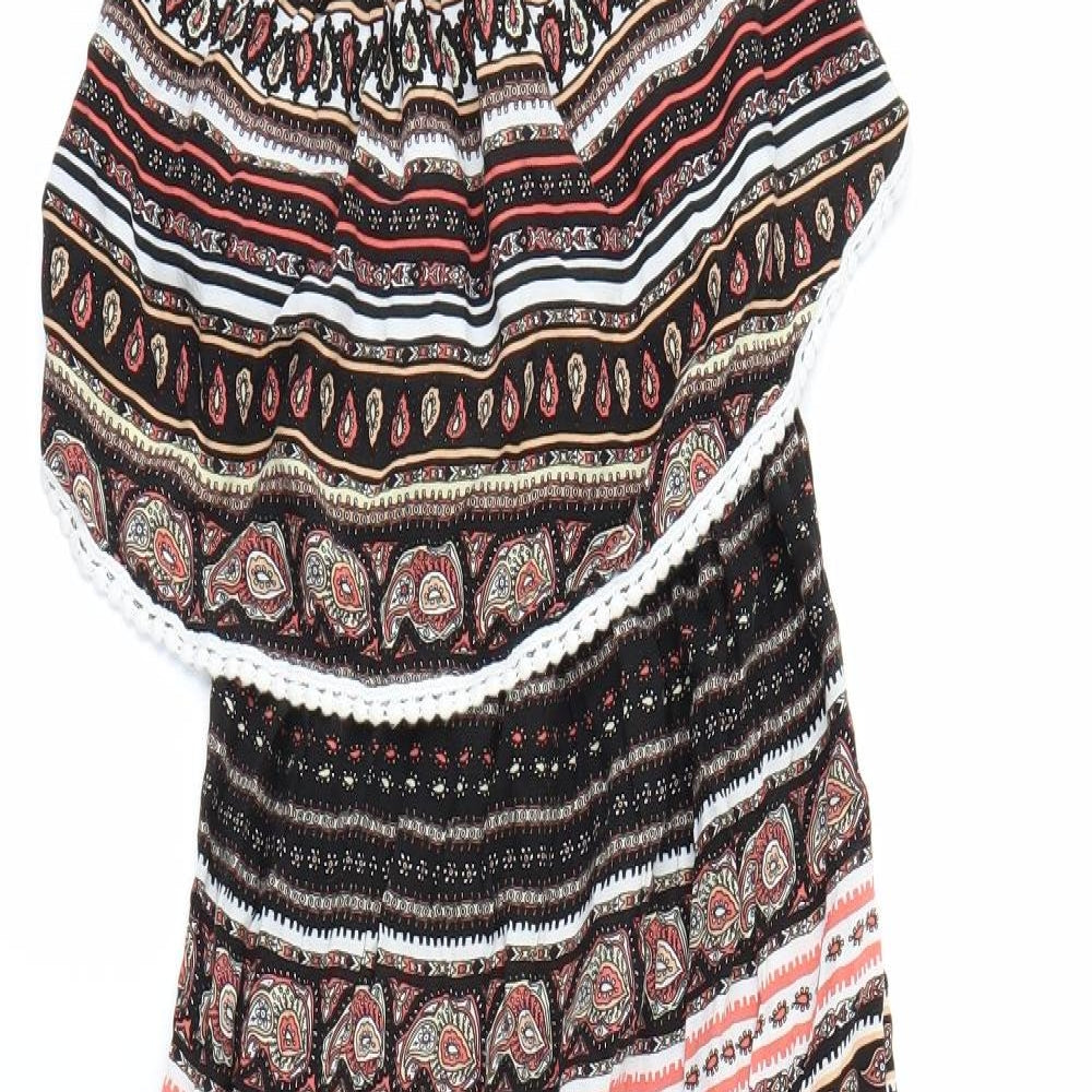 Boohoo Womens Black Paisley  A-Line  Size S