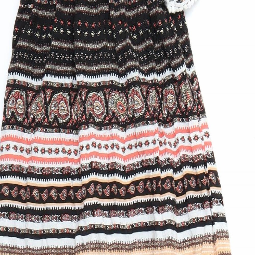Boohoo Womens Black Paisley  A-Line  Size S