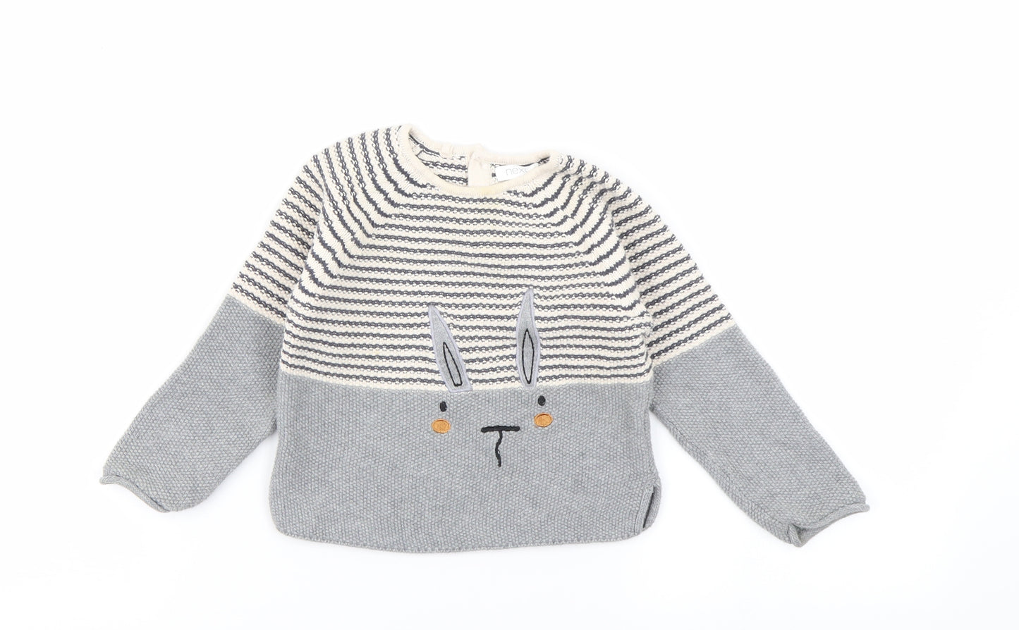 NEXT Girls Grey Striped Knit Pullover Jumper Size 18-24 Months
