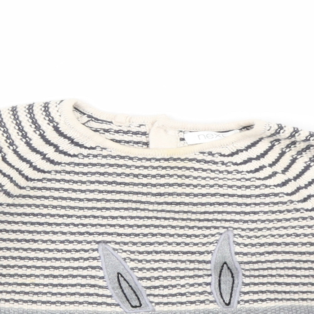 NEXT Girls Grey Striped Knit Pullover Jumper Size 18-24 Months
