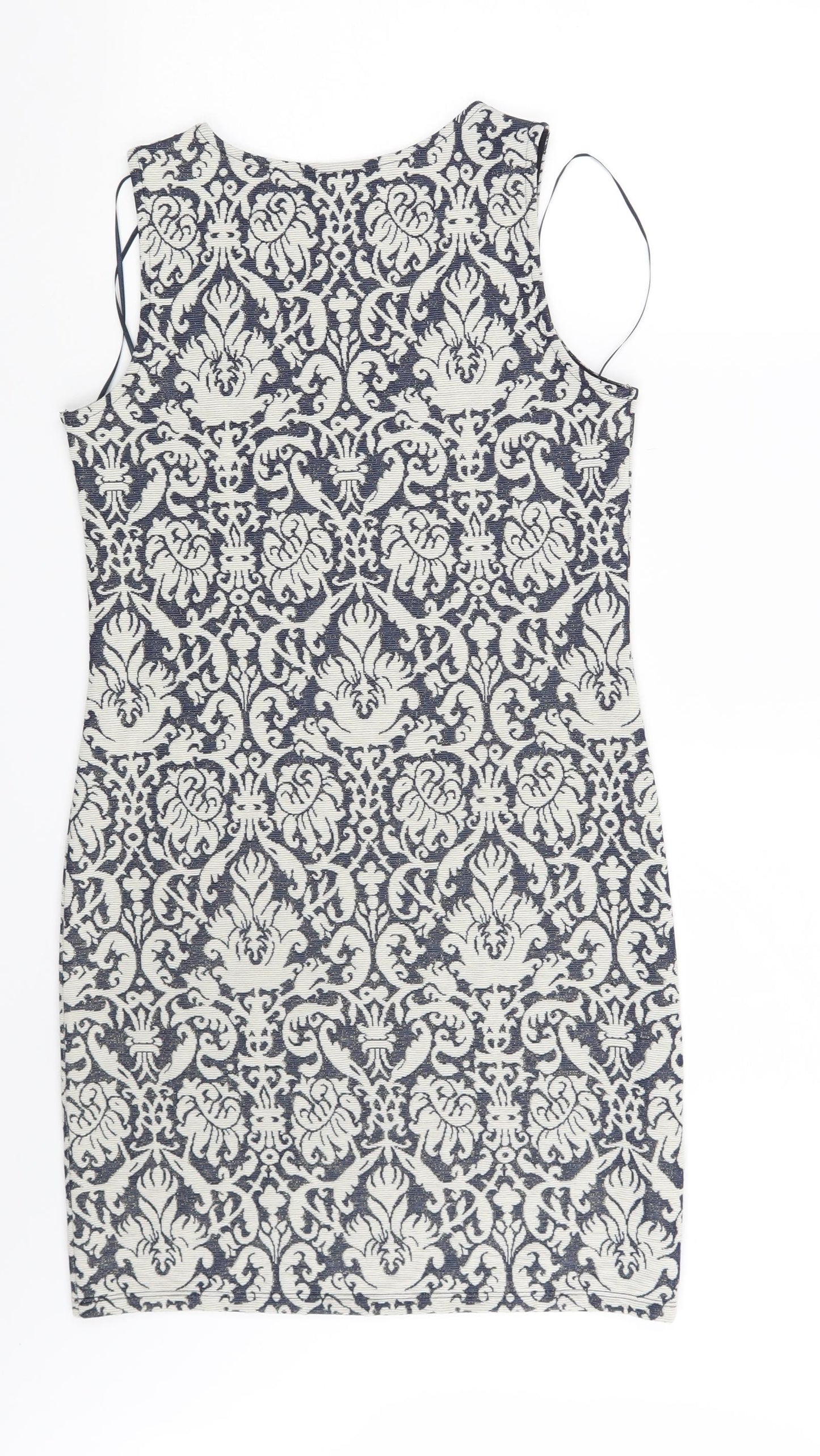 TU Womens Blue Paisley  Fit & Flare  Size 8