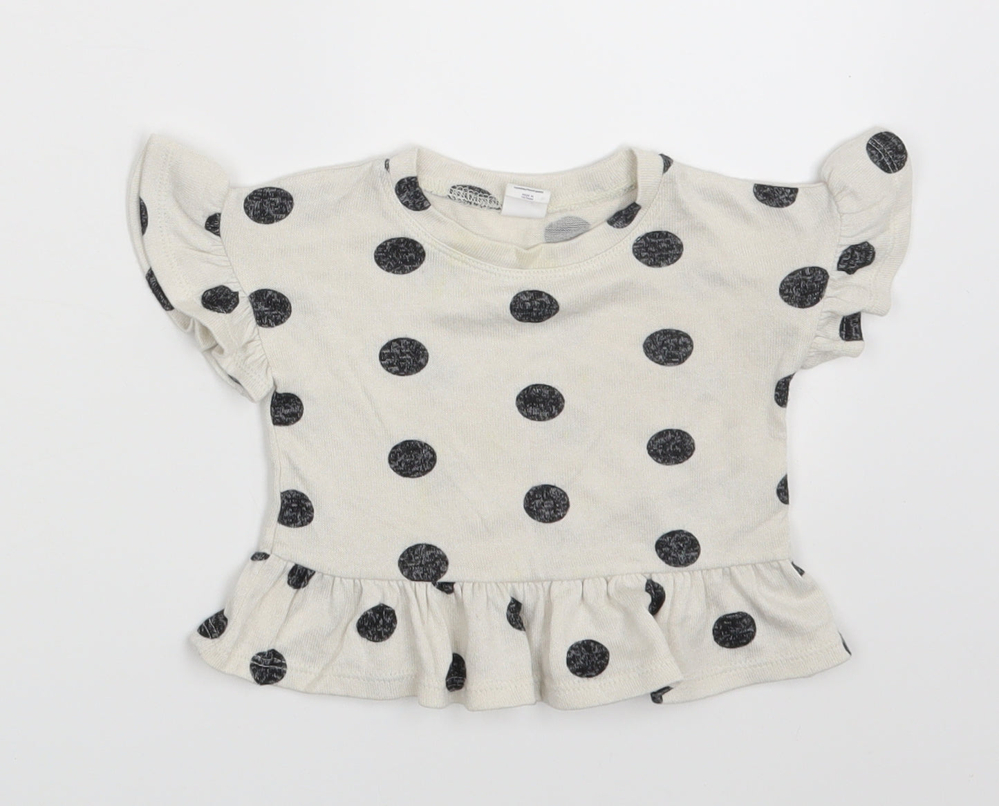 Baby GAP Girls Beige Polka Dot Rayon Pullover T-Shirt Size 6-9 Months