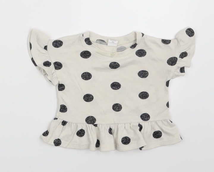 Baby GAP Girls Beige Polka Dot Rayon Pullover T-Shirt Size 6-9 Months
