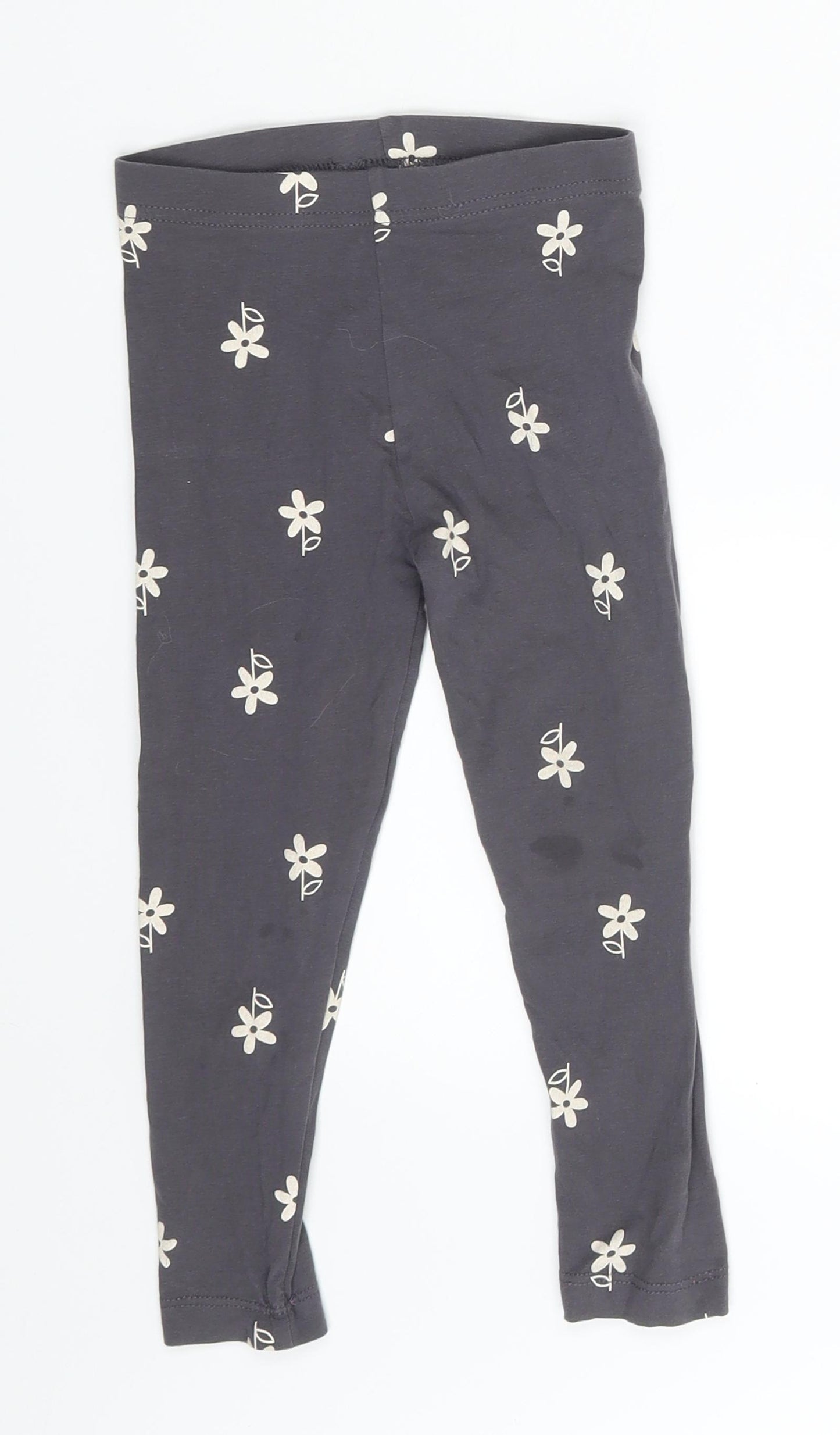 George Girls Grey Floral  Jogger Trousers Size 3-4 Years - Waist 17 in