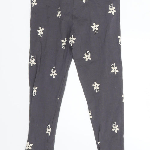 George Girls Grey Floral  Jogger Trousers Size 3-4 Years - Waist 17 in