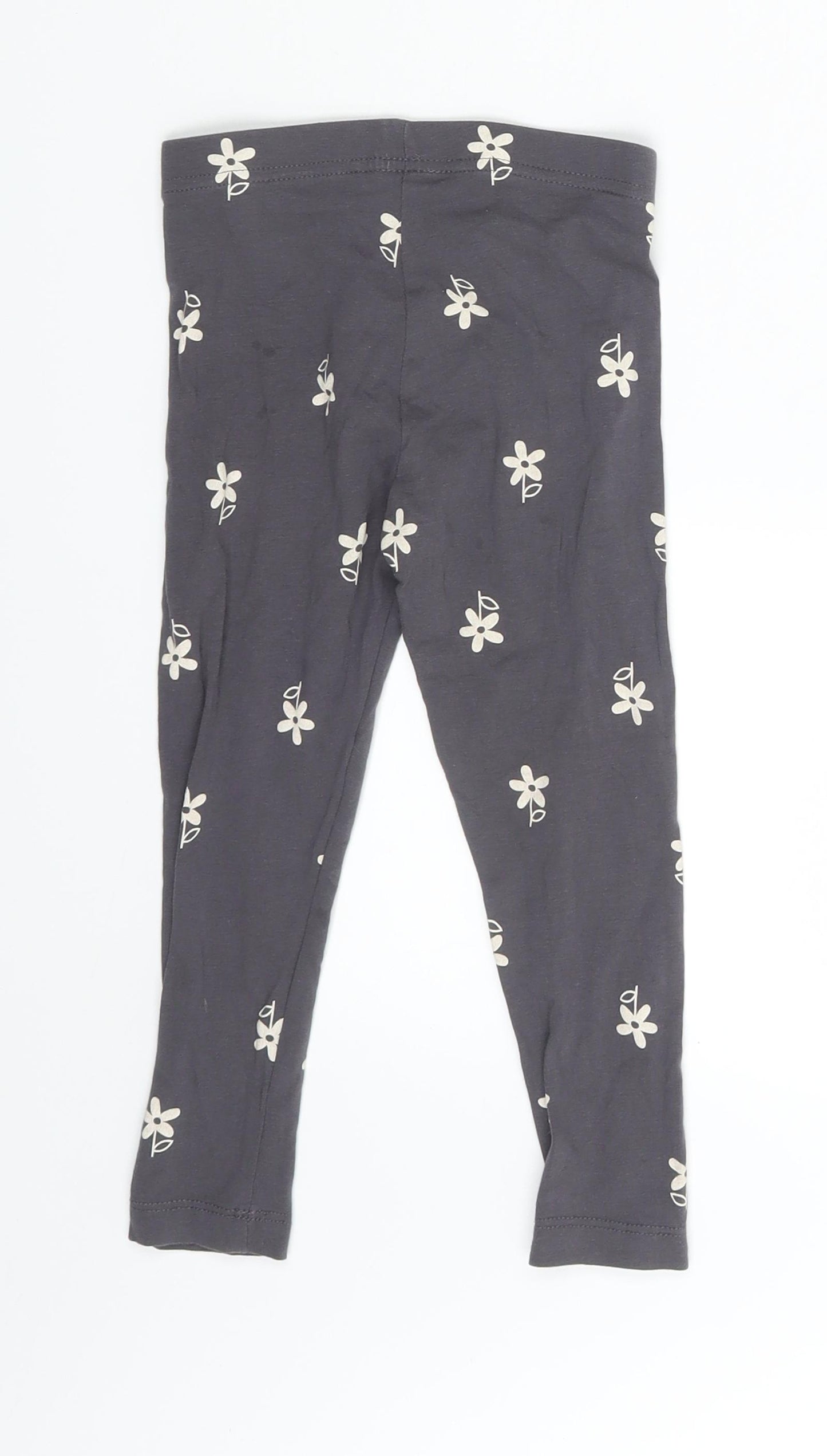 George Girls Grey Floral  Jogger Trousers Size 3-4 Years - Waist 17 in