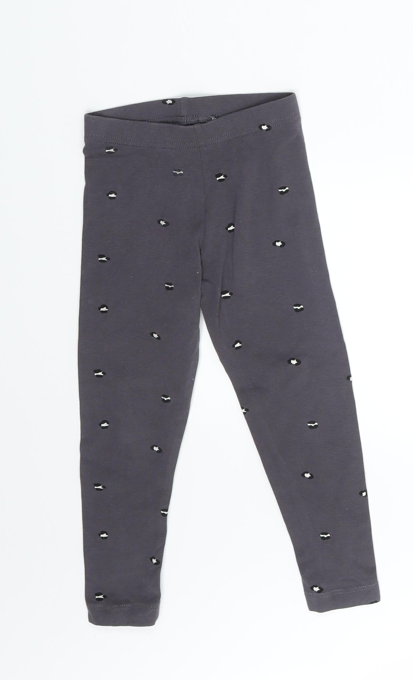 George Girls Grey Animal Print  Jogger Trousers Size 3-4 Years - Waist 16in