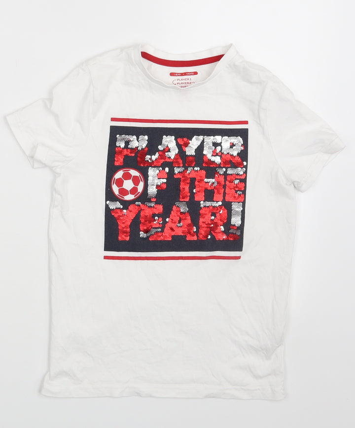 F&F Boys White Basic T-Shirt Size 8-9 Years - Player of the Year !