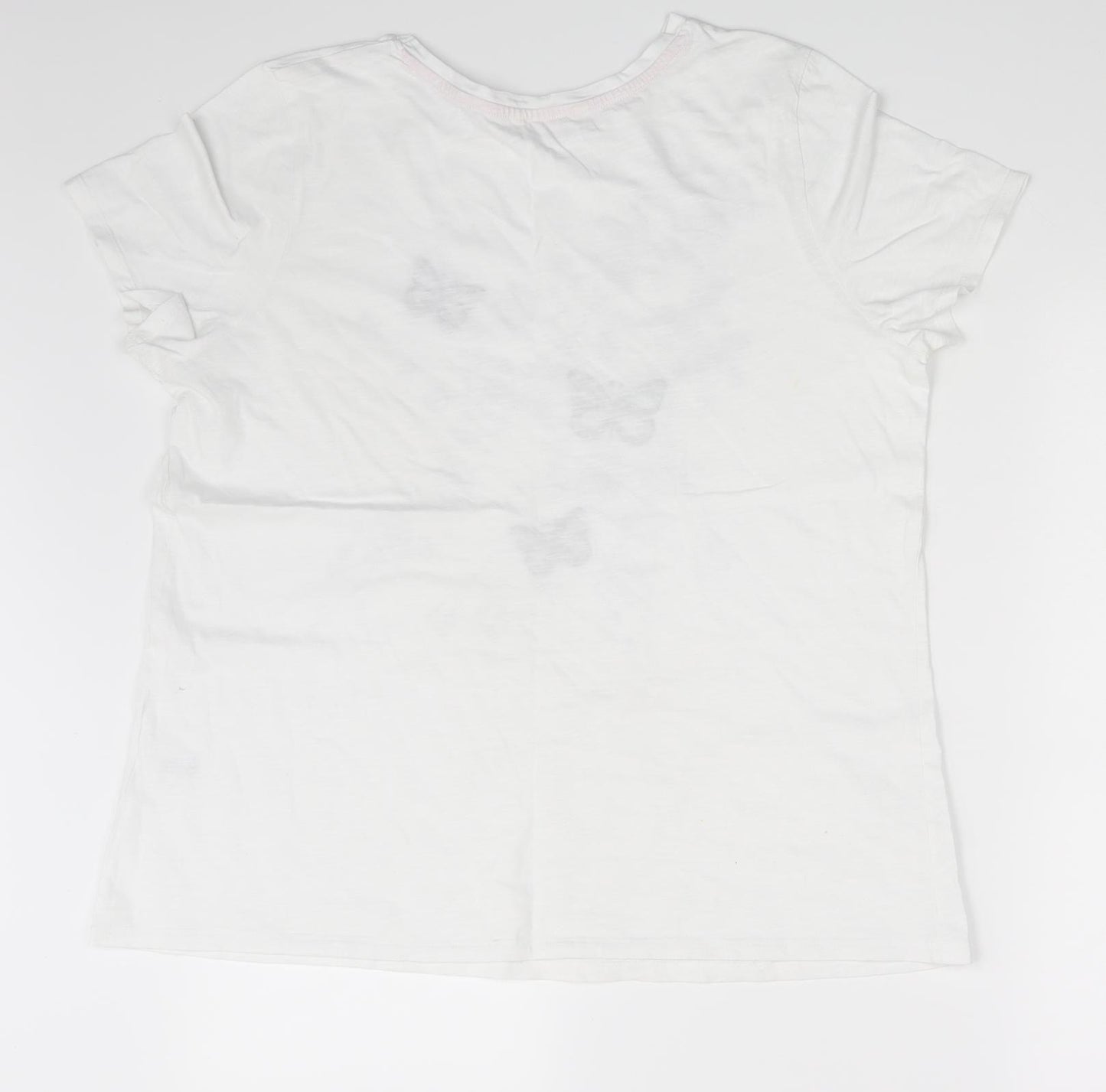 George Womens White Floral  Basic T-Shirt Size 16