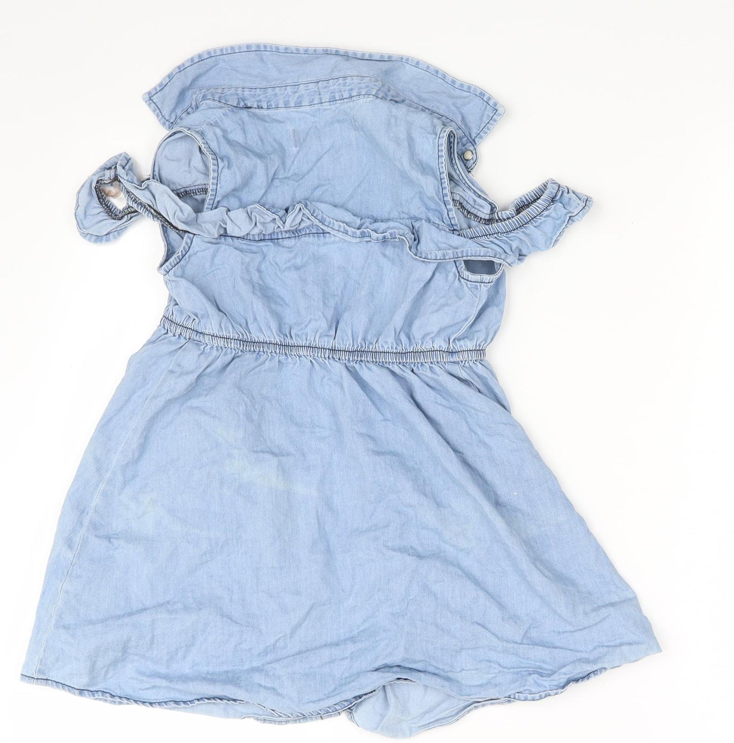 Denim & Co. Girls Blue   Basic Button-Up Size 6-7 Years