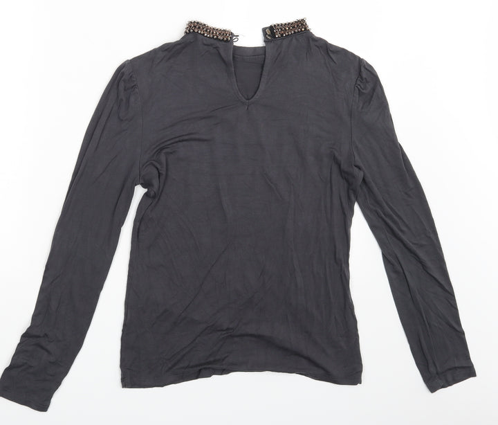 Oasis Womens Grey Basic T-Shirt Size S