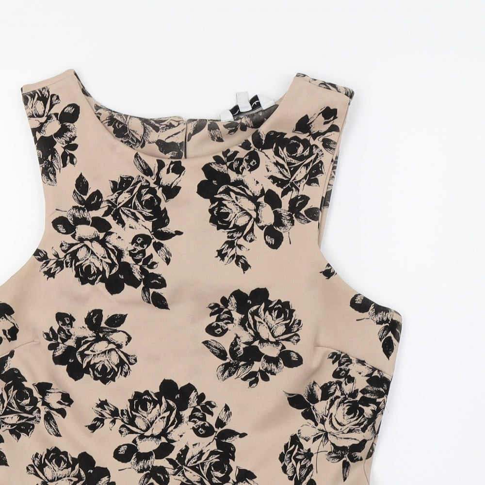 New Look Womens Beige Floral  Basic Tank Size 14