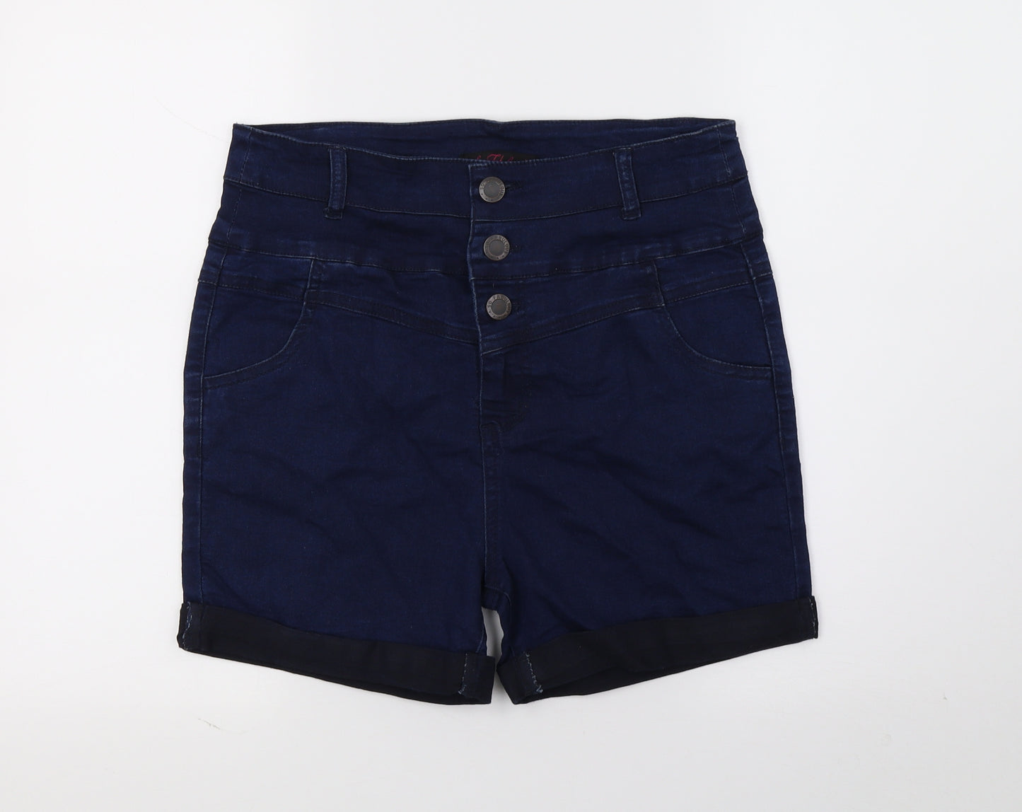 So Fabulous Womens Blue  Damask Hot Pants Shorts Size 14