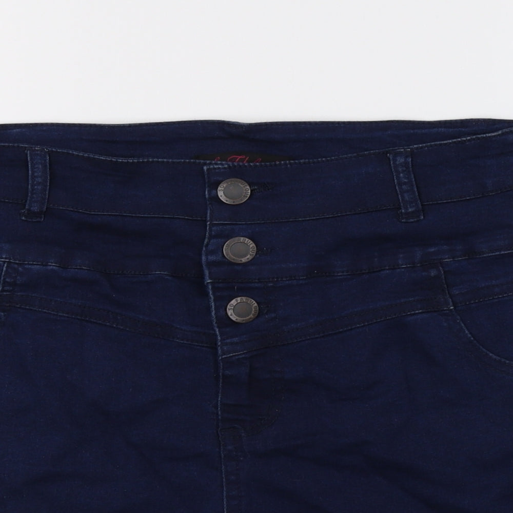So Fabulous Womens Blue  Damask Hot Pants Shorts Size 14