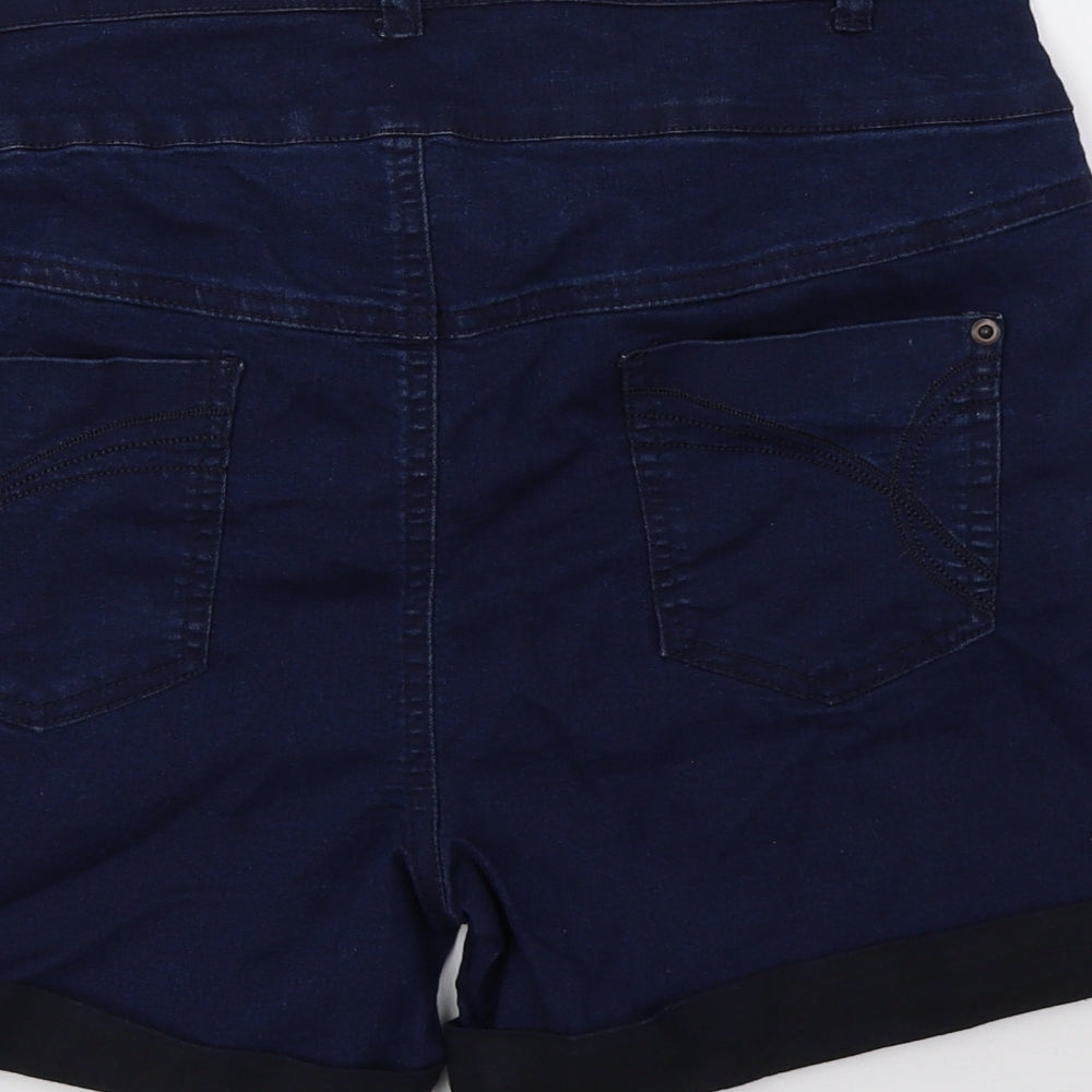 So Fabulous Womens Blue  Damask Hot Pants Shorts Size 14