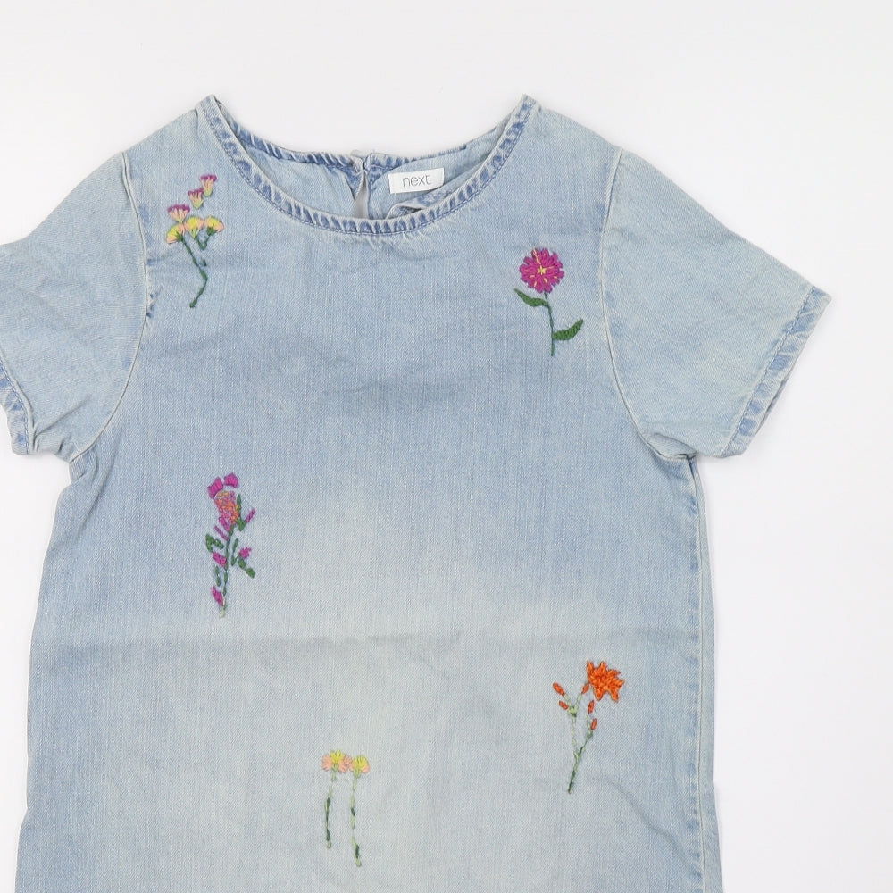 NEXT Girls Blue Floral Denim A-Line  Size 9 Years
