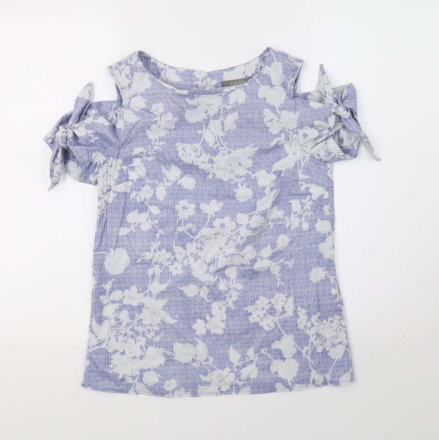 Oasis Womens Blue Floral Jersey Basic T-Shirt Size 8