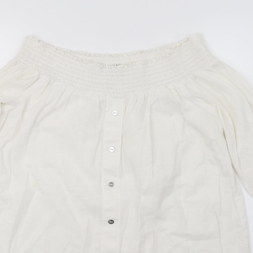 River Island Womens White  Jersey Basic Blouse Size 10