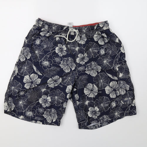 F&F Mens Blue Floral  Sweat Shorts Size L - swim shorts