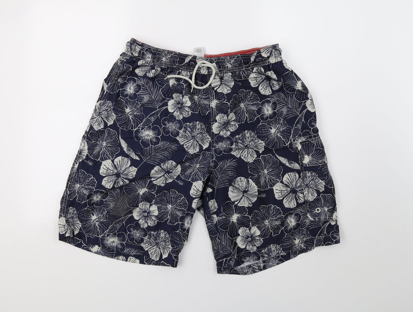 F&F Mens Blue Floral  Sweat Shorts Size L - swim shorts