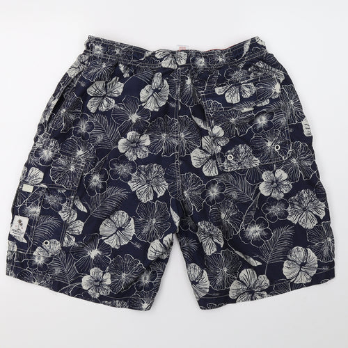 F&F Mens Blue Floral  Sweat Shorts Size L - swim shorts