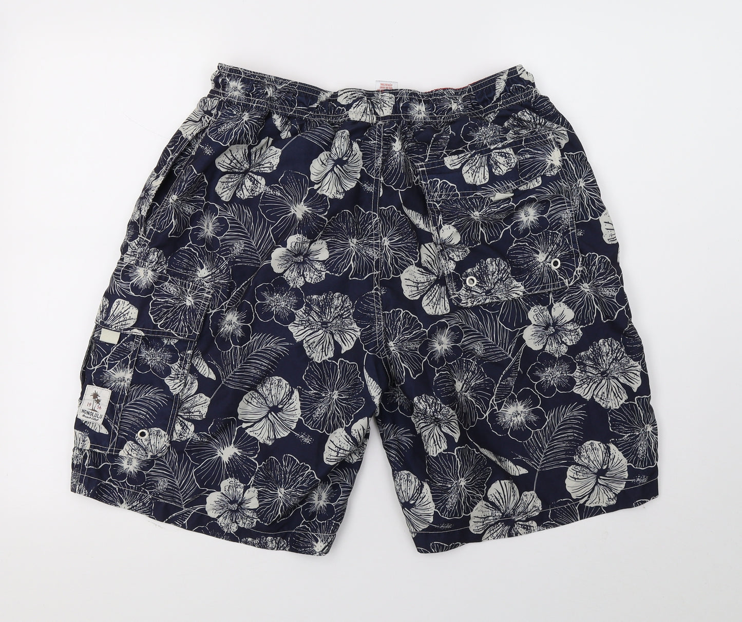 F&F Mens Blue Floral  Sweat Shorts Size L - swim shorts
