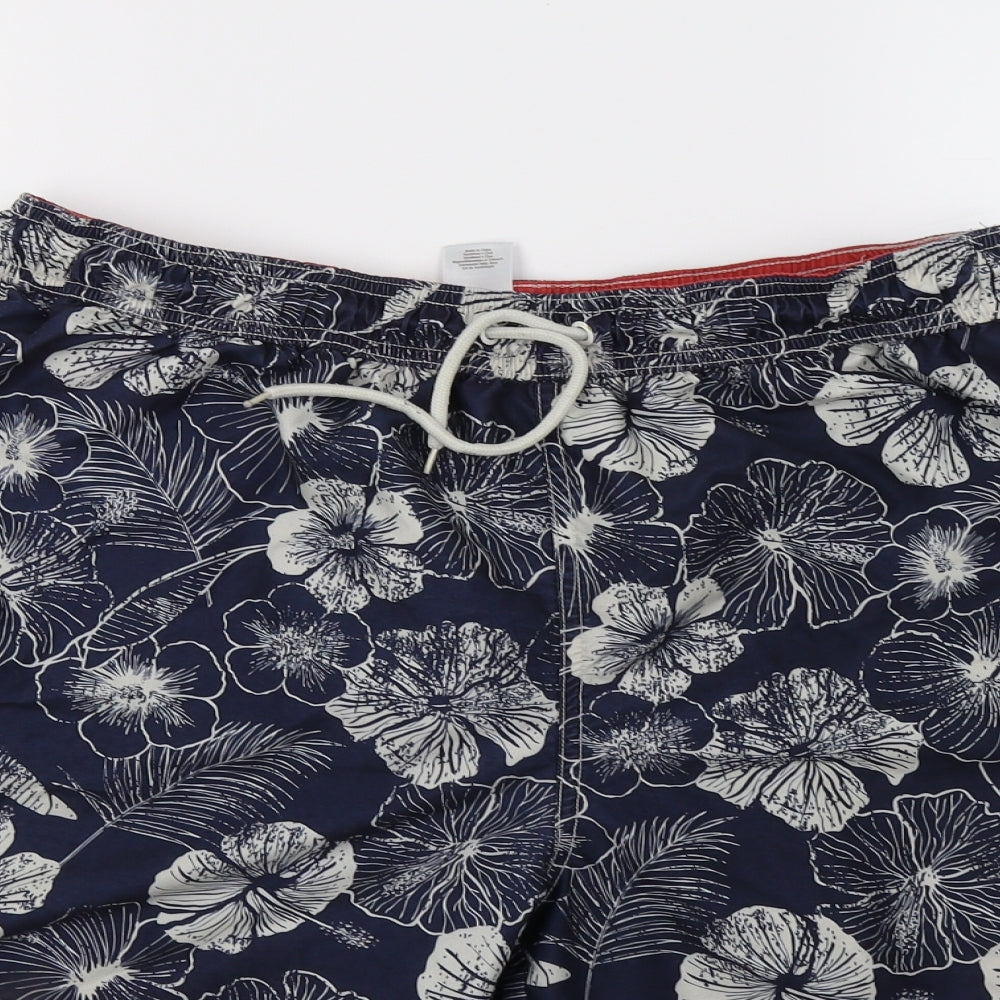 F&F Mens Blue Floral  Sweat Shorts Size L - swim shorts