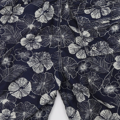 F&F Mens Blue Floral  Sweat Shorts Size L - swim shorts