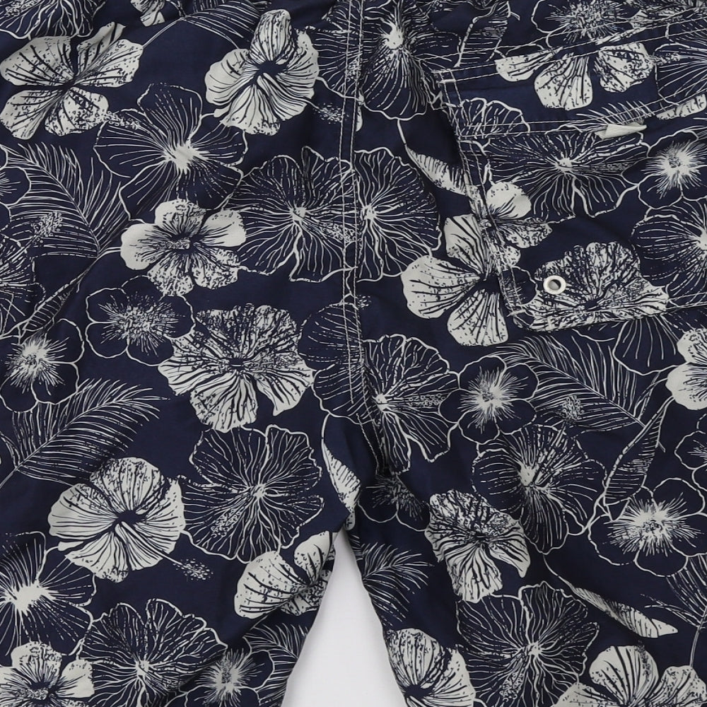 F&F Mens Blue Floral  Sweat Shorts Size L - swim shorts