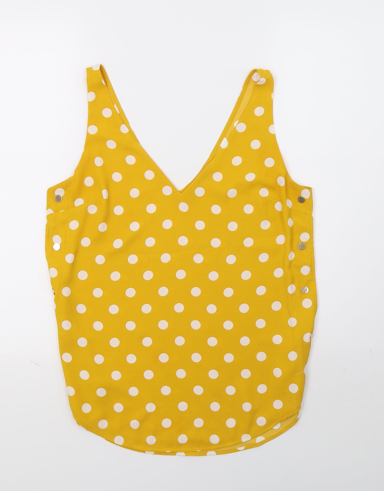 Oasis Womens Yellow Polka Dot  Basic Tank Size 10