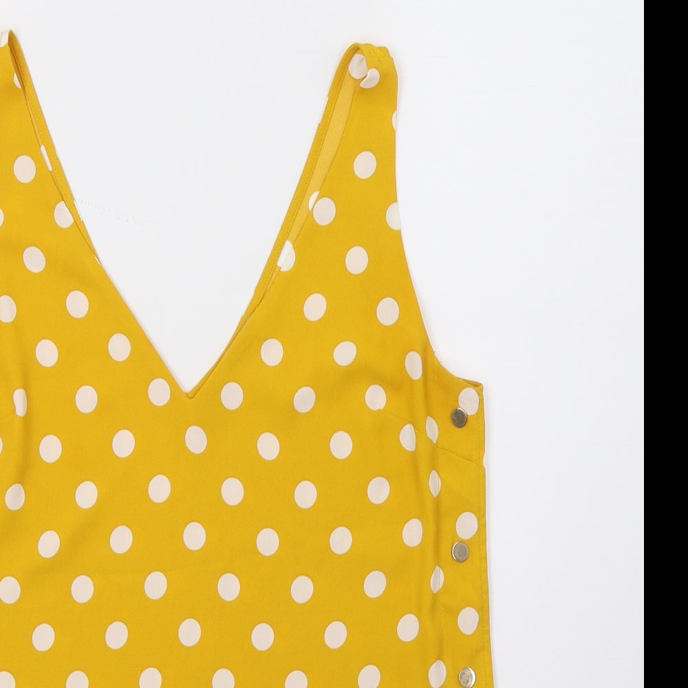 Oasis Womens Yellow Polka Dot  Basic Tank Size 10