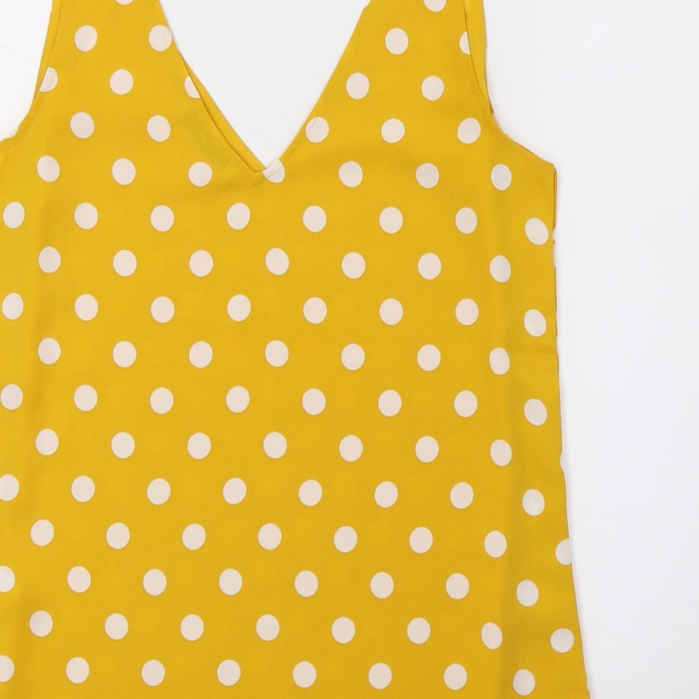 Oasis Womens Yellow Polka Dot  Basic Tank Size 10