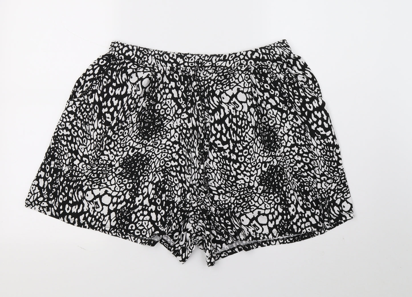 George Womens Black Animal Print  Hot Pants Shorts Size 16