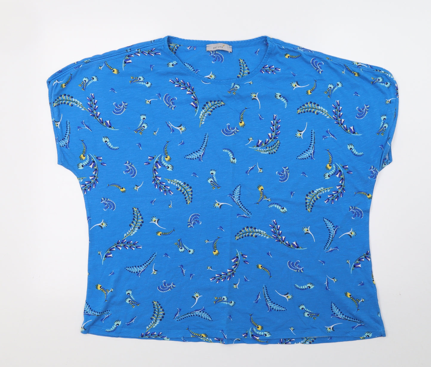 M&S Womens Blue Geometric Jersey Basic T-Shirt Size 18