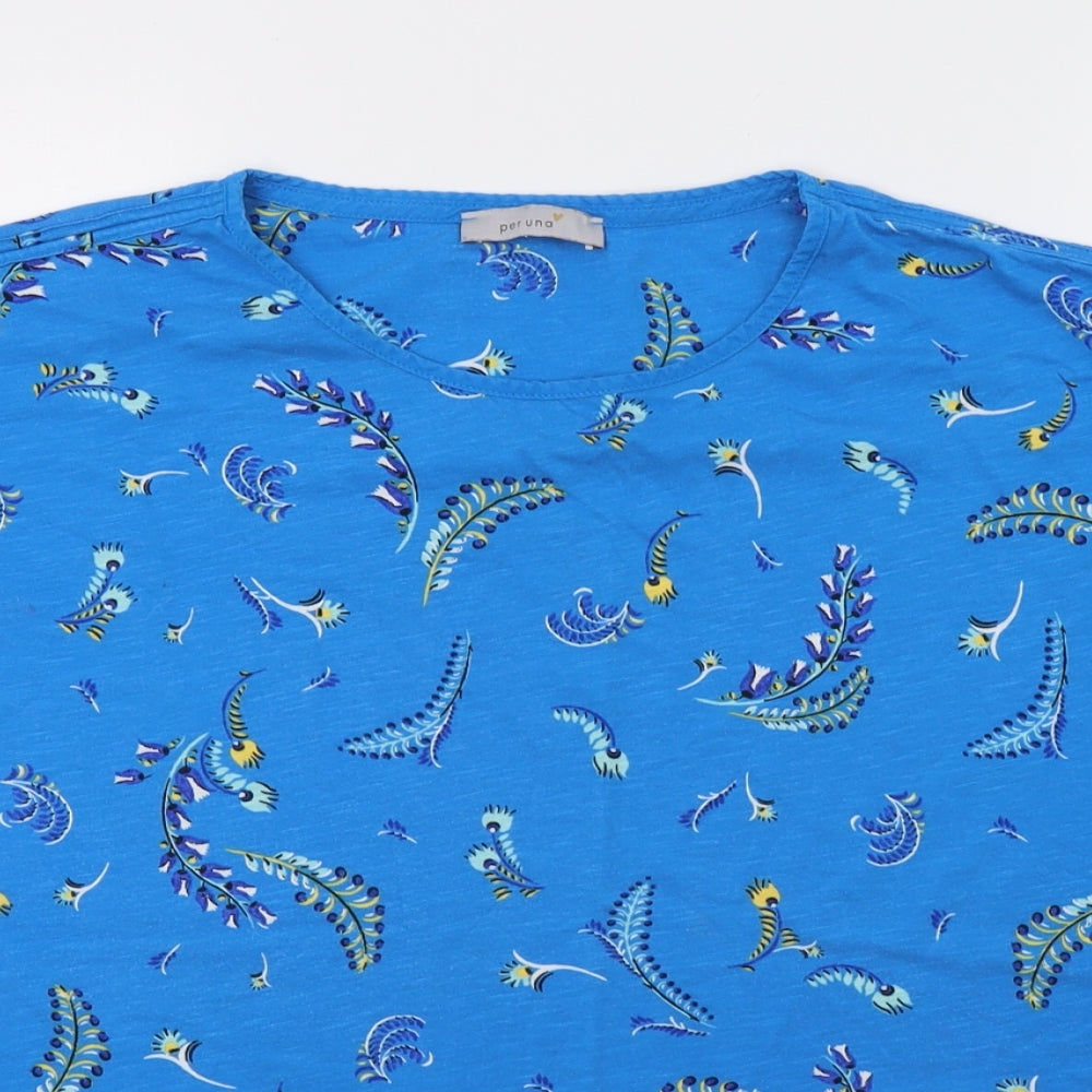 M&S Womens Blue Geometric Jersey Basic T-Shirt Size 18