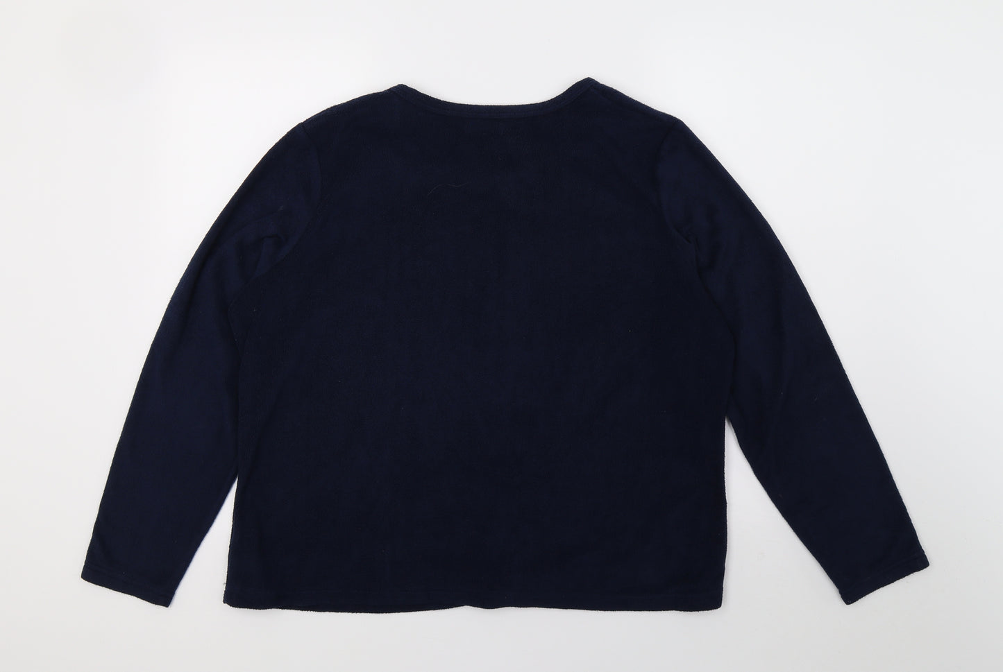 F&F Womens Blue Solid  Top Pyjama Top Size L  - christmas , sequins