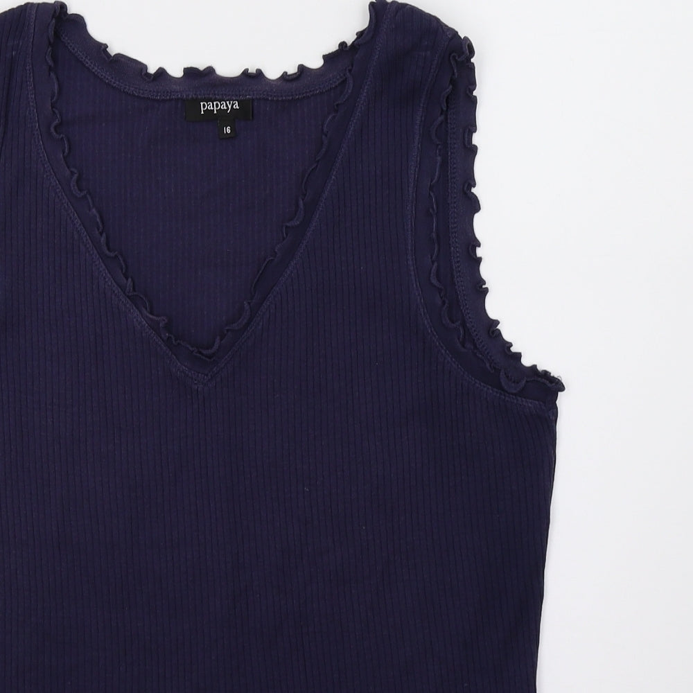 Papaya Womens Blue  Jersey Basic Tank Size 16