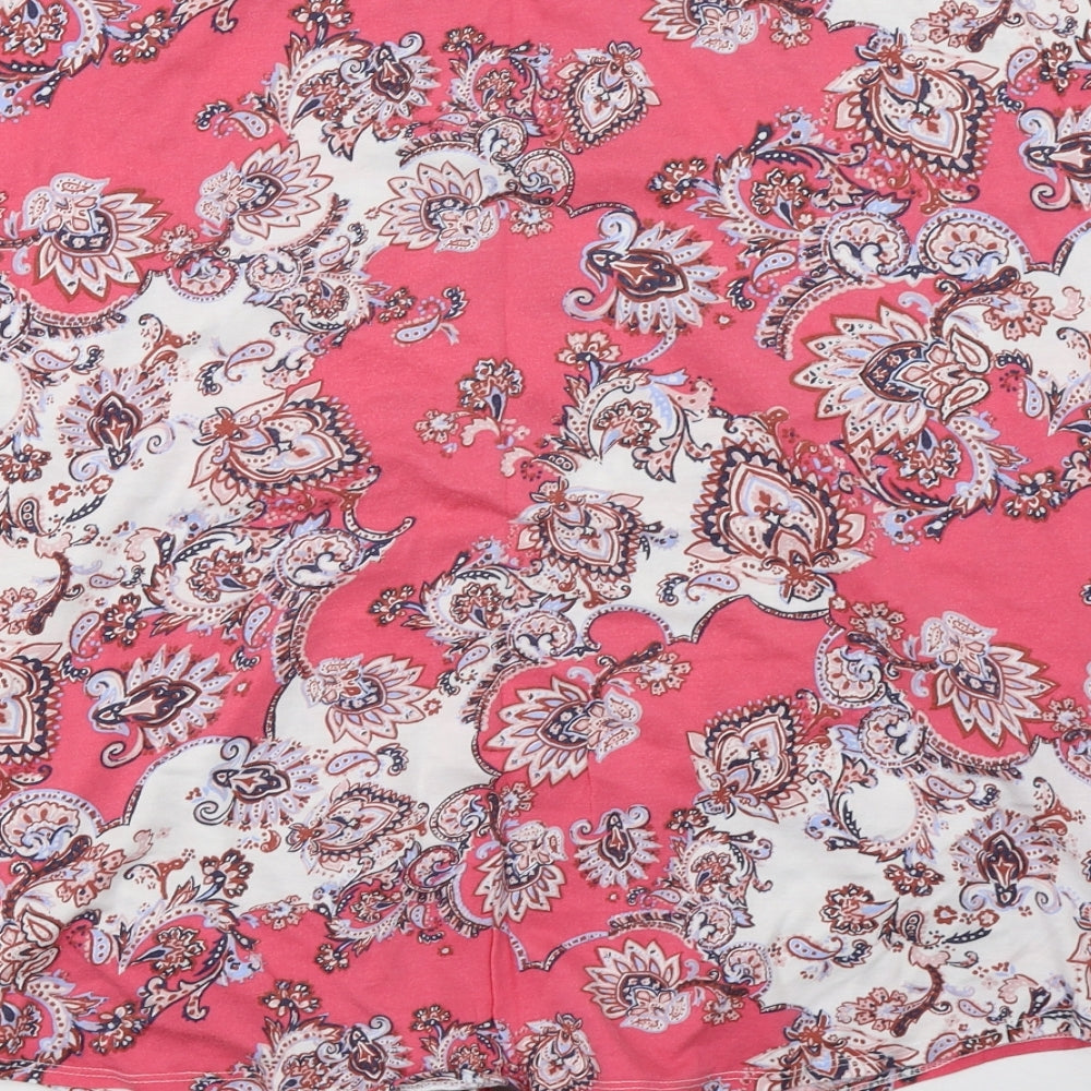 Debenhams Womens Pink Geometric Jersey Basic T-Shirt Size 16