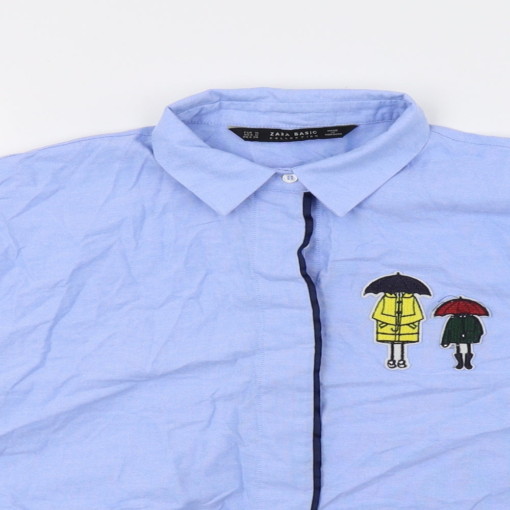 Zara Womens Blue   Basic Button-Up Size M