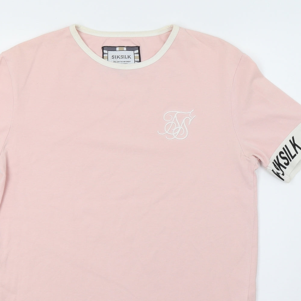 SikSilk Womens Pink  Jersey Basic T-Shirt Size XS