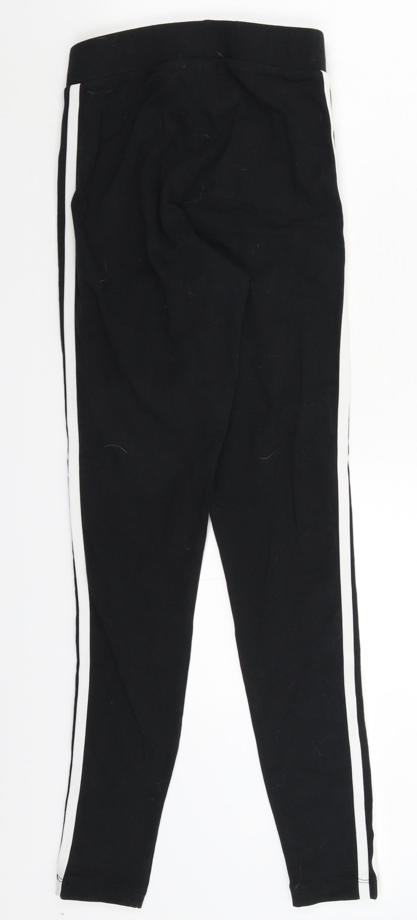 adidas Womens Black Striped  Compression Leggings Size 8 L27 in